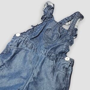 Heart Print Blue Denim Romper